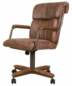 Hot Sale 😀 AW Furniture Swivel Dining Caster Chair, Brown ❤️