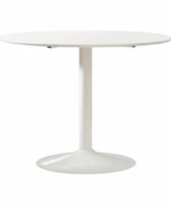 Outlet ⌛ Bowery Hill Contemporary Round Wood Top Dining Table In White 🎁