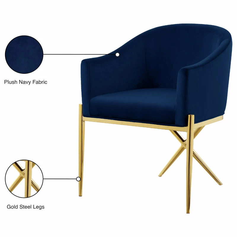 Deals 🎁 MOD The Parker Dining Chair, Velvet, Navy, Gold Legs 🥰 - Image 5