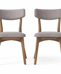 Deals ⭐ GDFStudio GDF Studio Caleb Mid-Century Walnut Finished Frame Dining Chairs, Set Of 2, Dark Gray ⌛