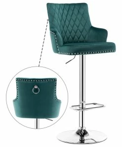 Promo 🧨 Duhome Inc 1 X Diamond Stitched Height Adjustable Velvet Bar Stool, Atrovirens 🔥