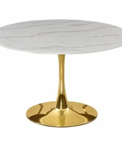 Budget ⭐ MOD The Luna Dining Table, 48", Gold, Midcentury, Round 🎉