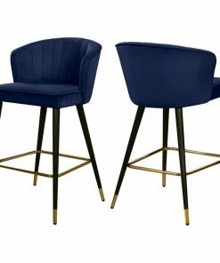 Best deal 😉 Meridian Furniture Cassie Velvet Stool, Set Of 2, Navy 🔔
