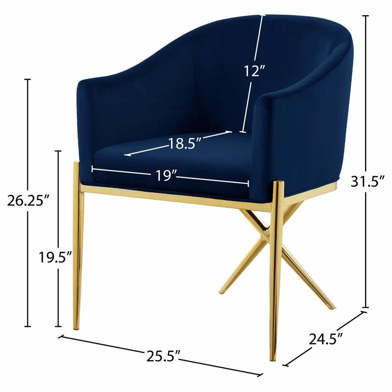 Deals 🎁 MOD The Parker Dining Chair, Velvet, Navy, Gold Legs 🥰 - Image 6