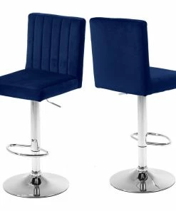Best deal 🧨 Meridian Furniture Joel Velvet Adjustable Stool, Set Of 2, Navy 🔔