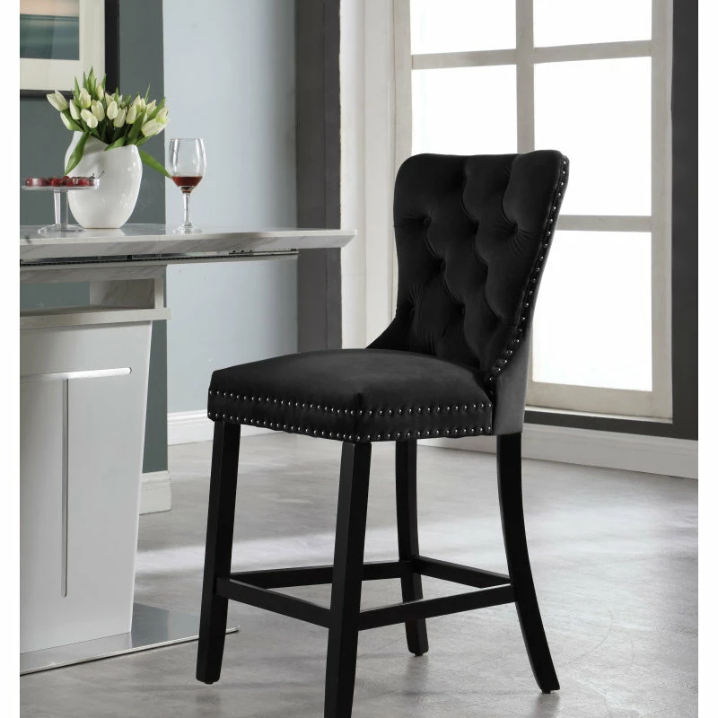 Coupon ⌛ Meridian Furniture Nikki Velvet Stools, Set Of 2, Black ⭐ - Image 5