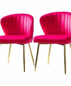 Brand new 😀 MOD The Audrey Dining Chair, Velvet, Set Of 2, Fuchsia ⌛