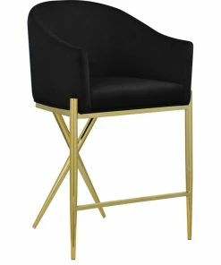 Brand new 🤩 Meridian Furniture Xavier Velvet Upholstered Counter Height Stool, Black, Gold Finish 🛒