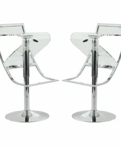 Outlet ✨ Leisuremod Napoli Plywood Bar/Counter Stool, Transparent Acrylic, Set Of 2 😍