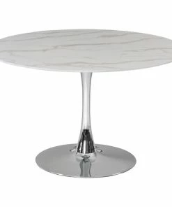New ✔️ MOD The Luna Dining Table, 48", Chrome, Midcentury, Round 🛒