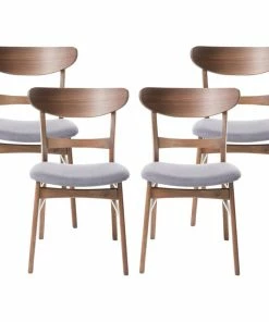 Cheapest 🥰 GDFStudio Skylar Dining Chairs, Set Of 4, Dark Gray/Walnut 🎁