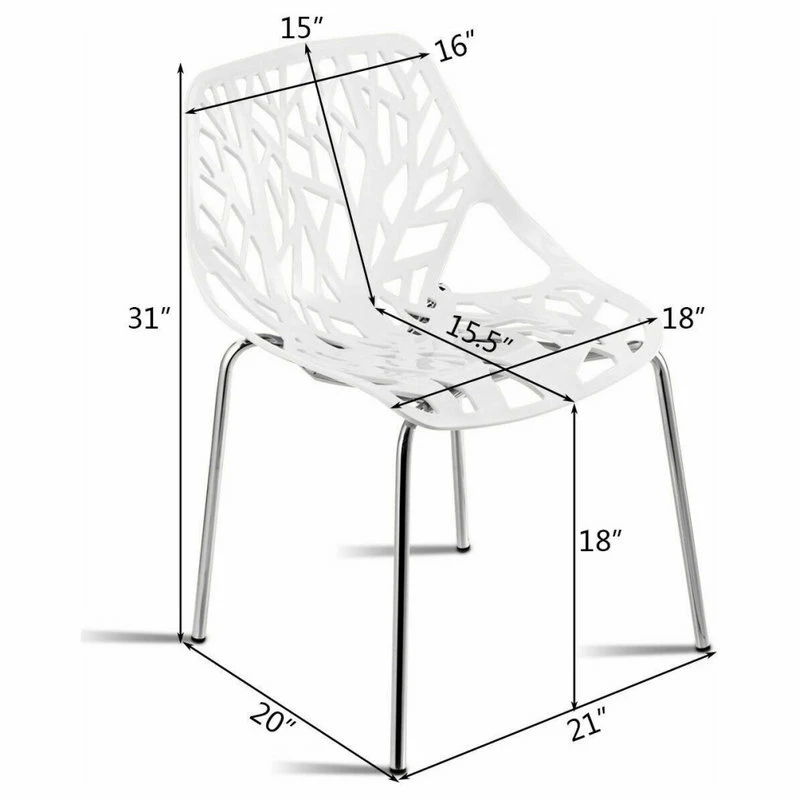 Deals 😀 Costway Set Of 6 Birch Sapling Plastic Dining Chairs Stackable Armless White 🛒 - Image 2