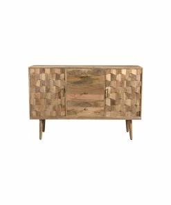 Budget โ๏ธ GDFStudio Zona Mid-Century Modern Handcrafted Sideboard, Mango Wood, 3 Drawer/2 Doors ๐
