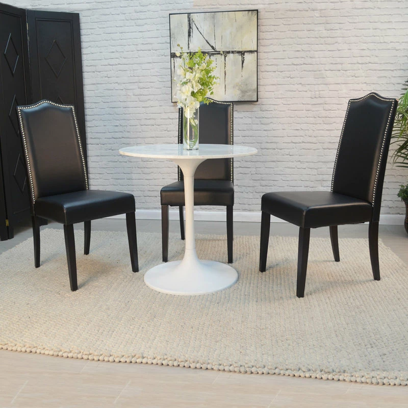 Flash Sale ๐ Carolina Classics Enzo 30" Round Marble Top Dining Table, White Base ๐คฉ - Image 4