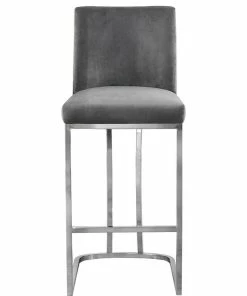 Discount 🔥 Meridian Furniture Heidi Velvet Stool, Gray 🔔