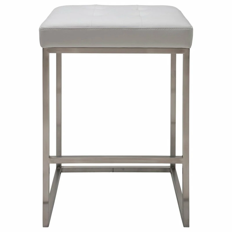 Flash Sale ๐งจ Nuevo Chi Counter Stool, 25.75" , Brushed Stainless Steel Frame, White ๐ - Image 2