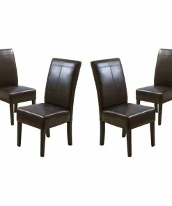 Buy ❤️ GDFStudio GDF Studio Percival T-stitched Chocolate Brown Leather Dining Chairs, Brown, Set 😉
