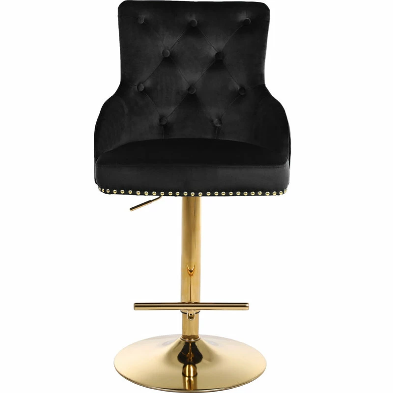 Cheapest ๐ Meridian Furniture Claude Velvet Adjustable Stool, Black, Gold Base ๐