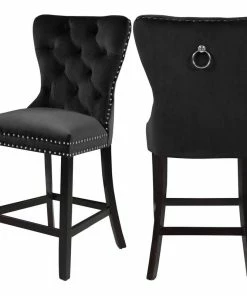 Coupon ⌛ Meridian Furniture Nikki Velvet Stools, Set Of 2, Black ⭐