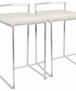Outlet 🤩 Lumisource Fuji Counter Stool, Set Of 2, White 🎁