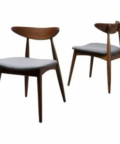 Coupon 🔥 GDFStudio GDF Studio Issaic Mid Century Design Wood Dining Chairs, Set Of 2, Charcoal/Waln 🛒
