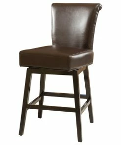 Budget 😀 GDFStudio GDF Studio Bergen Dark Brown Leather Swivel Counter Stool 👏