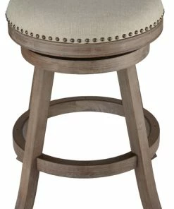 Best deal ❤️ Cortesi Home Sadie Backless Swivel Counter Stool, Solid Wood And Beige Fabric ⭐