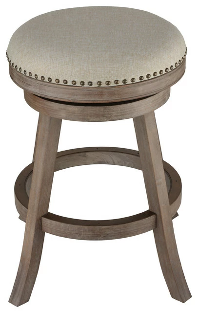 Best deal ❤️ Cortesi Home Sadie Backless Swivel Counter Stool, Solid Wood And Beige Fabric ⭐