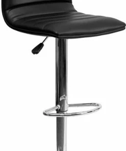 Hot Sale 😉 Flash Furniture Contemporary Adjustable Height Barstool With Chrome Base, Black ⌛